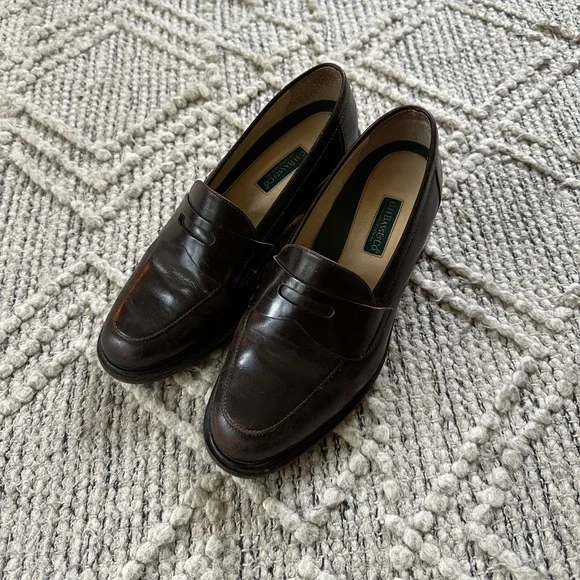G.H. Bass & Co. Stacked Heel Brown Loafers - Picture 2 of 10